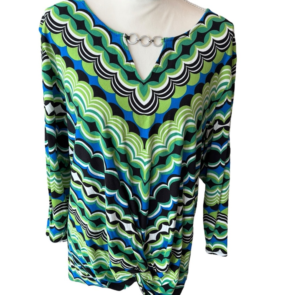 Ruby Red Chevron Printed Twist Front Top